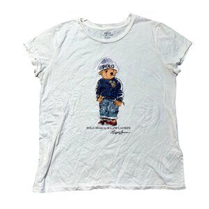 Polo Ralph Lauren Womens Sz M White Polo Bear T-Shirt